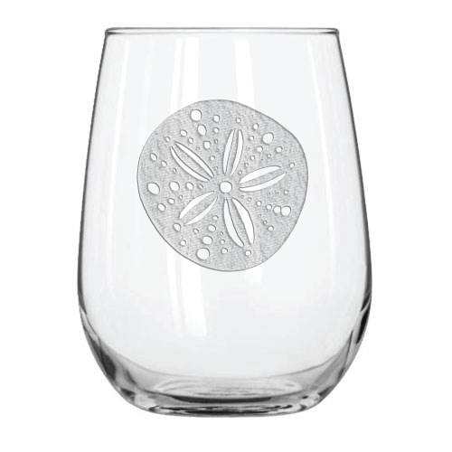 Sandollar 15.25 oz. Etched Stemless Wine Glass Sets