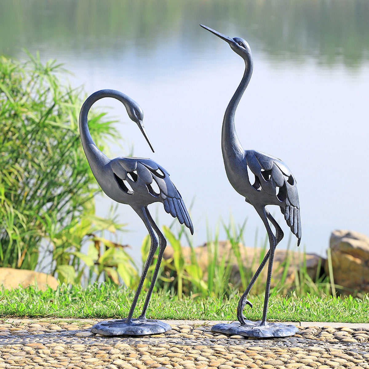 Pair of Cranes Garden Sculpture