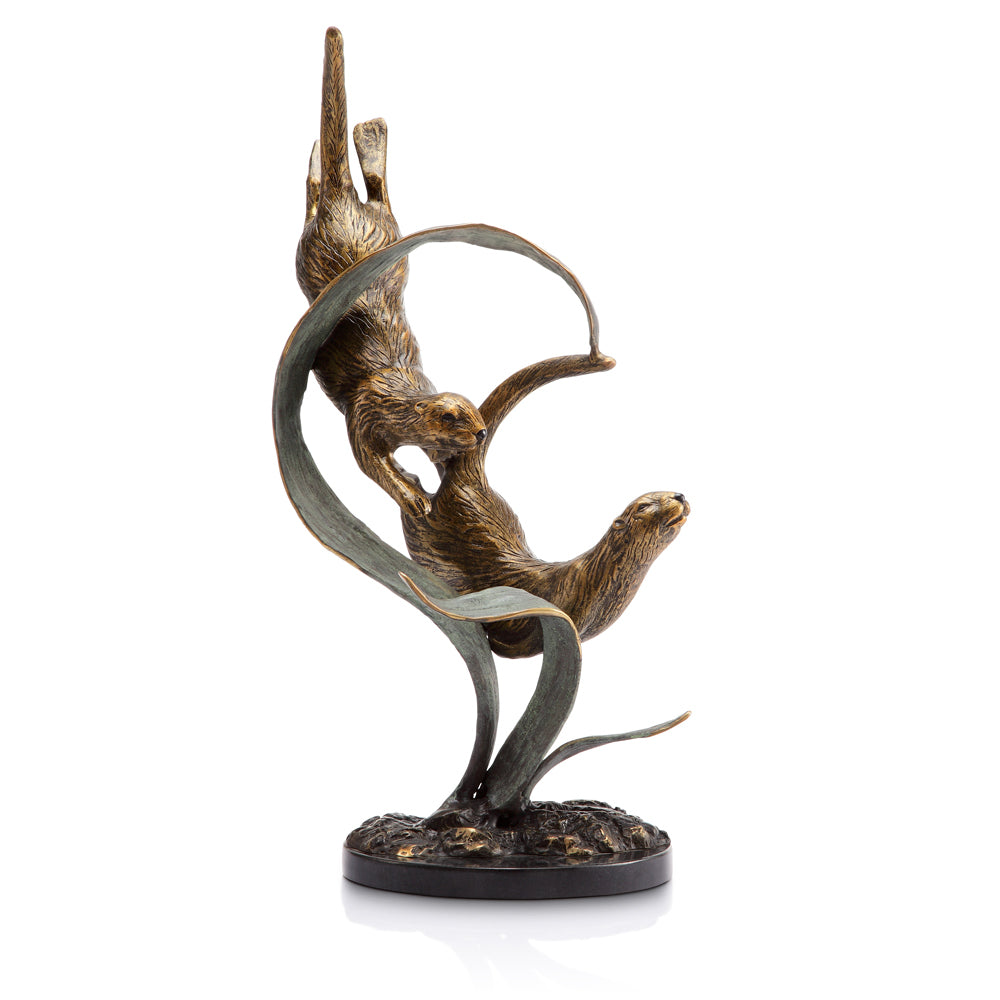 Diving Otters Sculpture