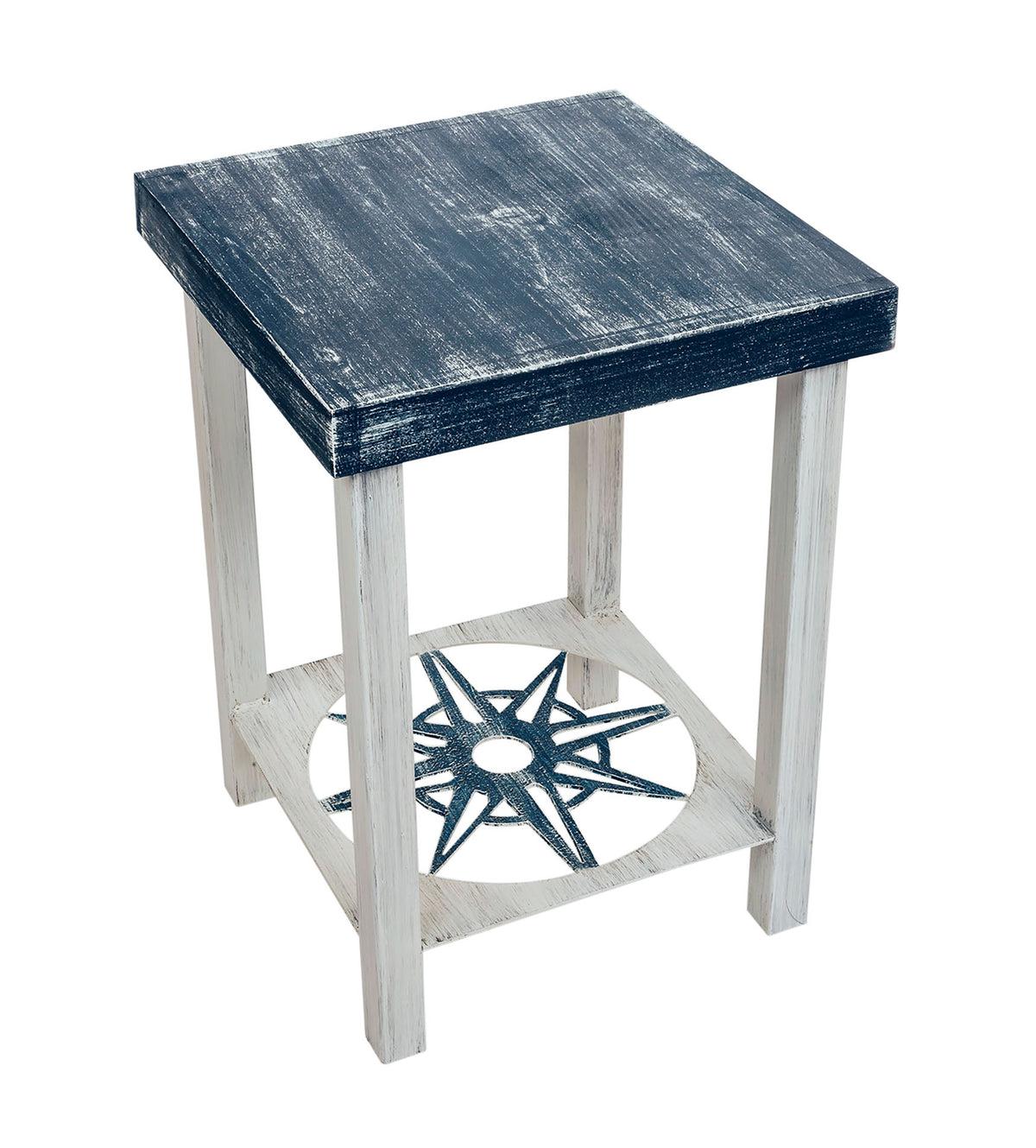 Navy Cottage Compass Square End Table