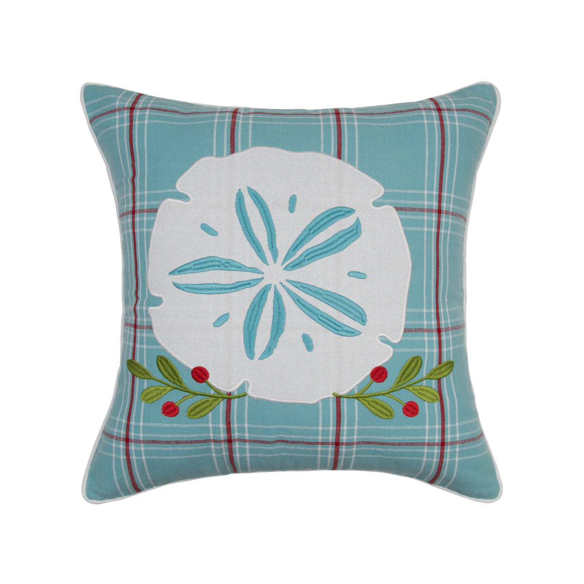 Sand Dollar Plaid Throw Pillow