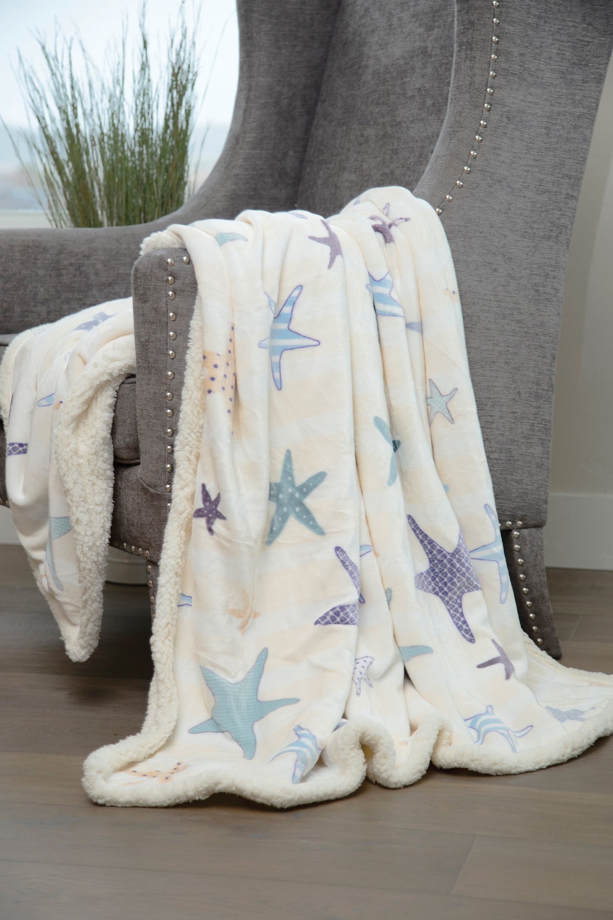 Starfish Colony Sherpa Throw Blanket