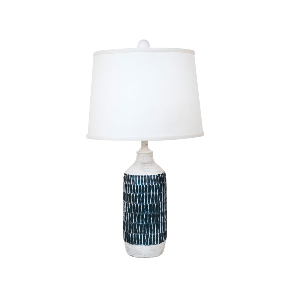 Navy Cottage Round Pot Table Lamp