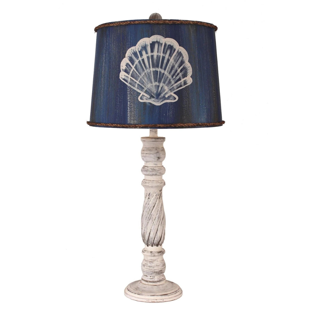Navy Swirl Shell Table Lamp