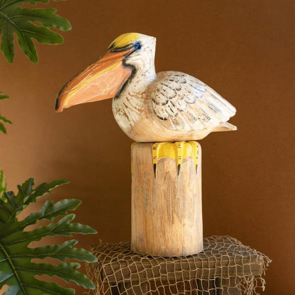 Pelican Wood Carved Sculpture