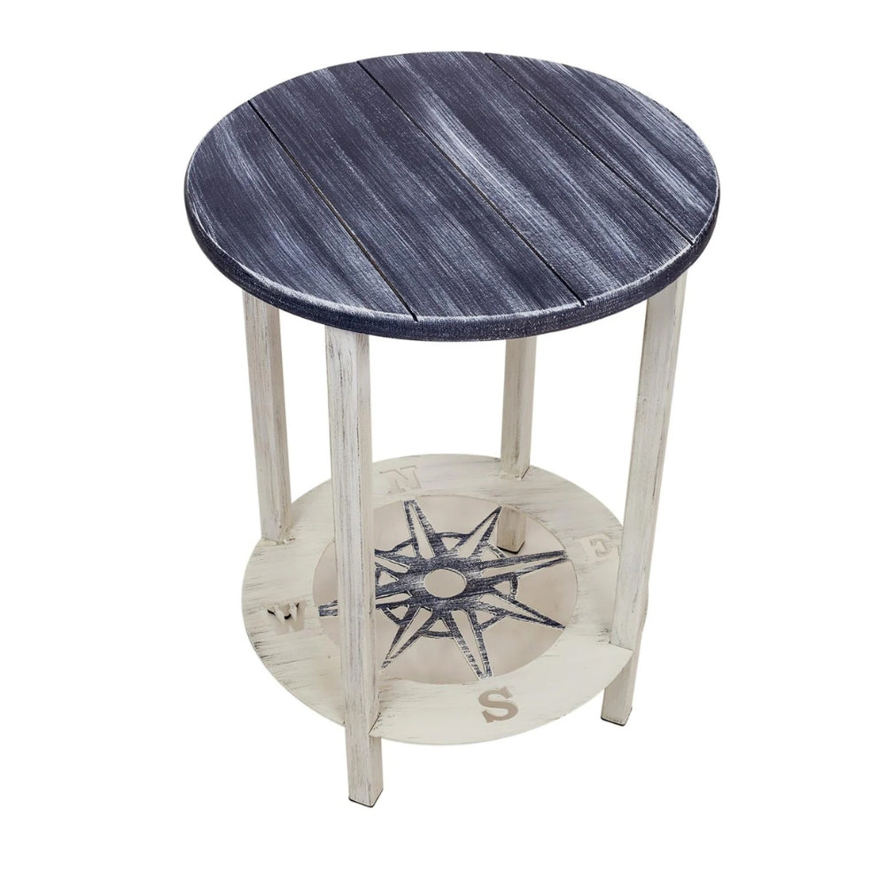Navy Compass Round End Table