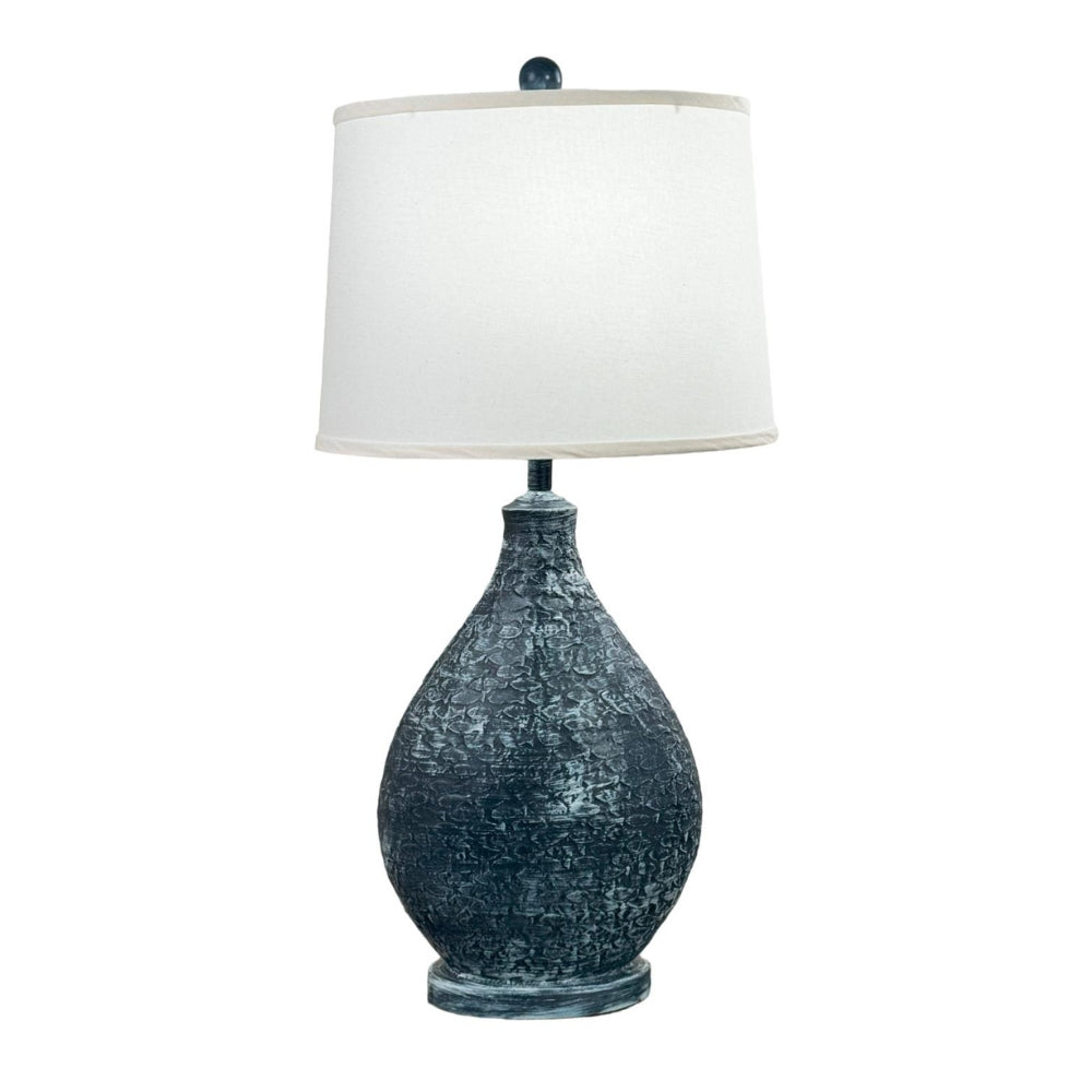 Navy Teardrop Fish Table Lamp