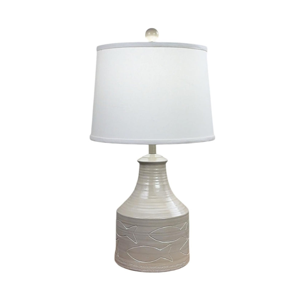 Sisal Etched Fish Jug Table Lamp