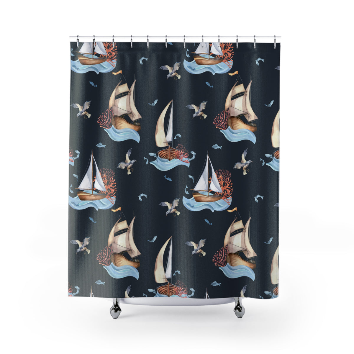 Black Sailboat Shower Curtain