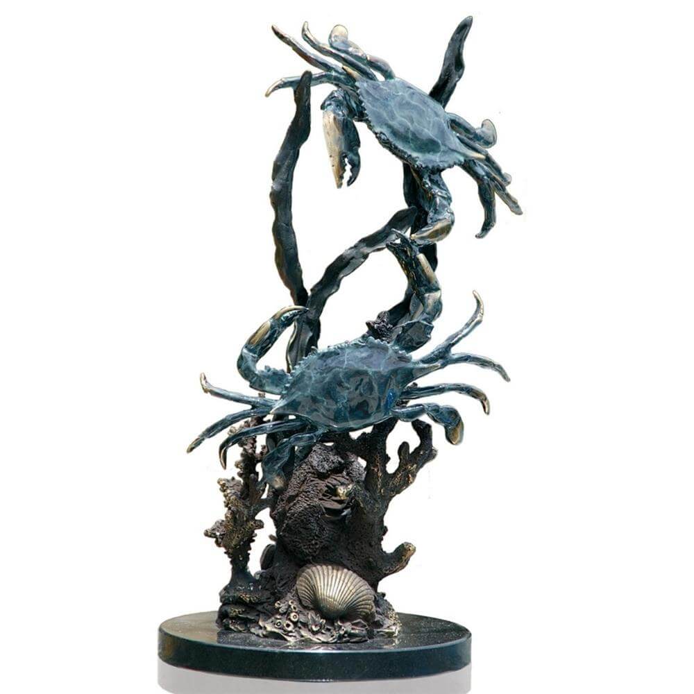Blue Battle Crabs Sculpture