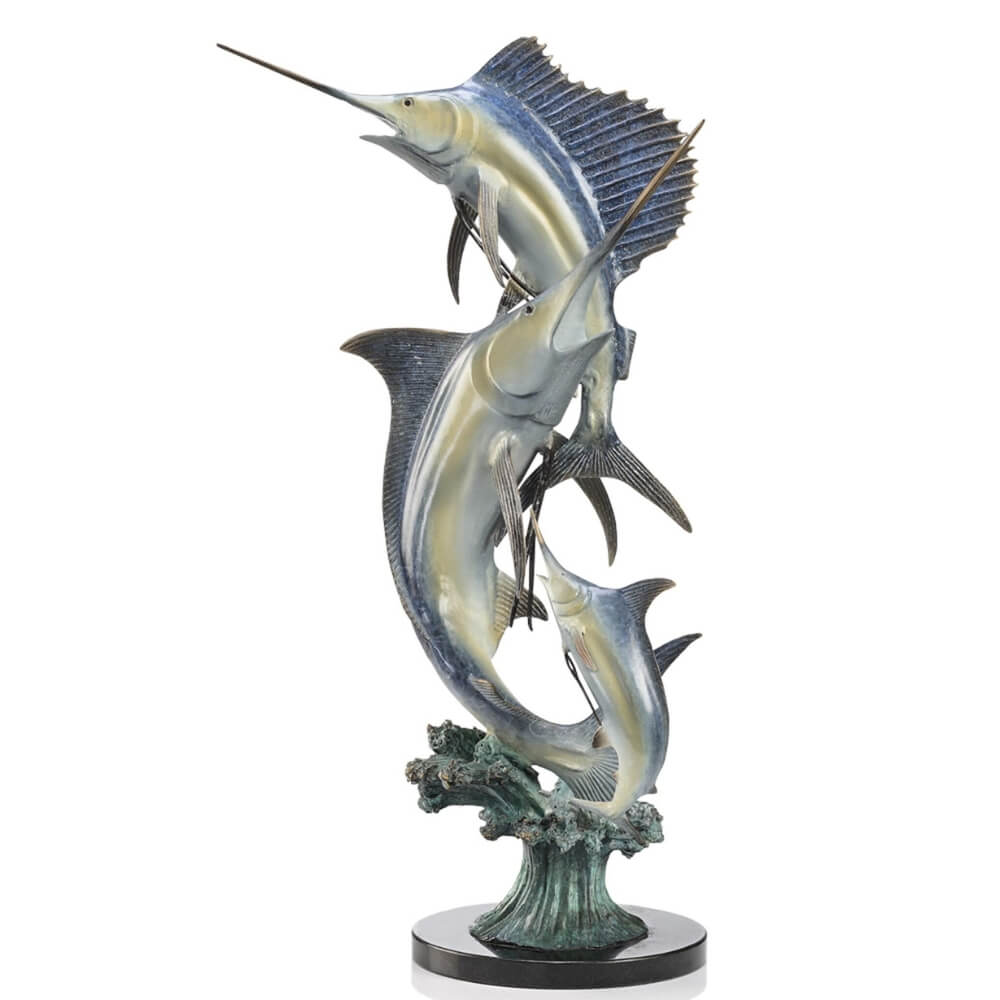 Silver Swordsmen Sculpture