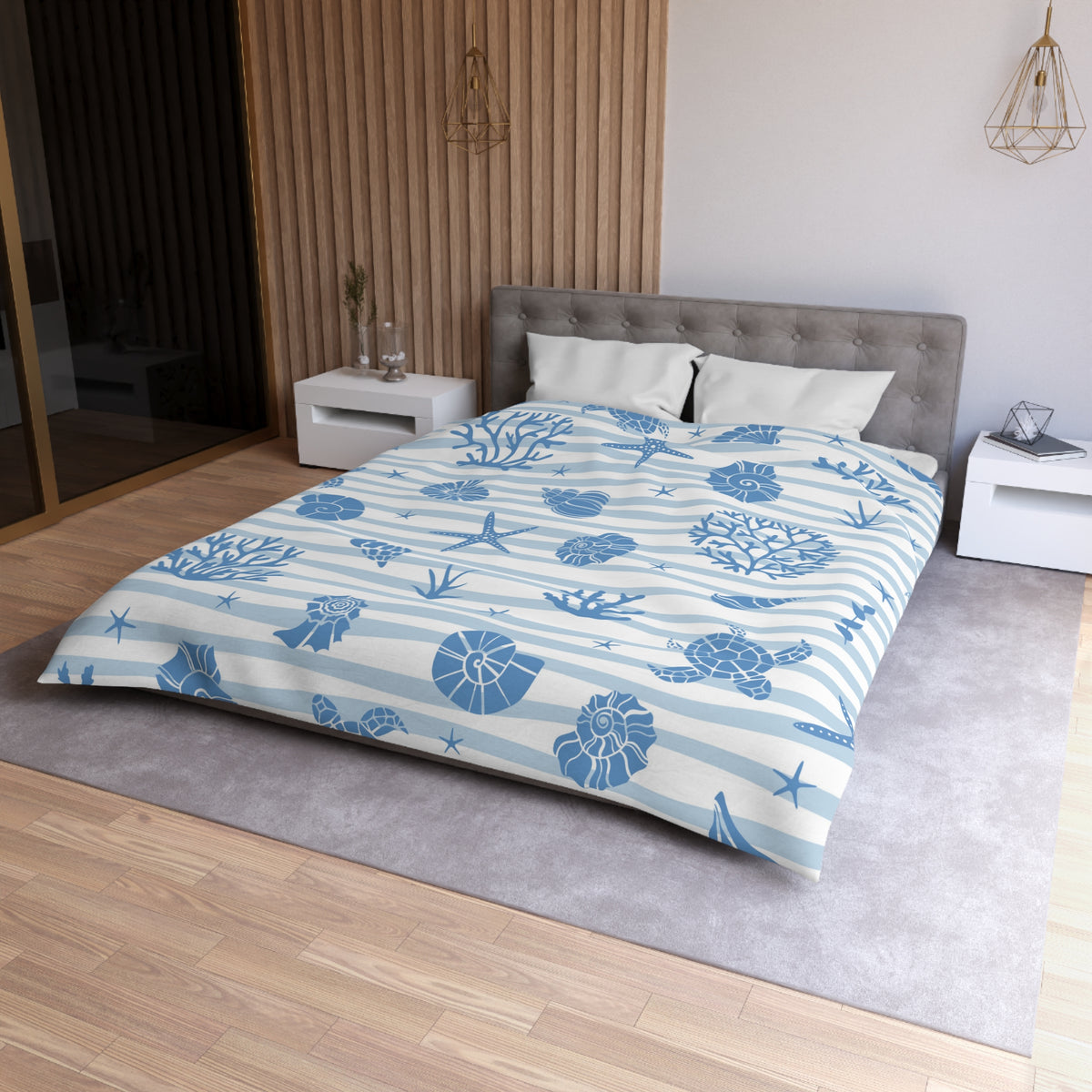 Coastal Sea Life Microfiber Duvet Cover