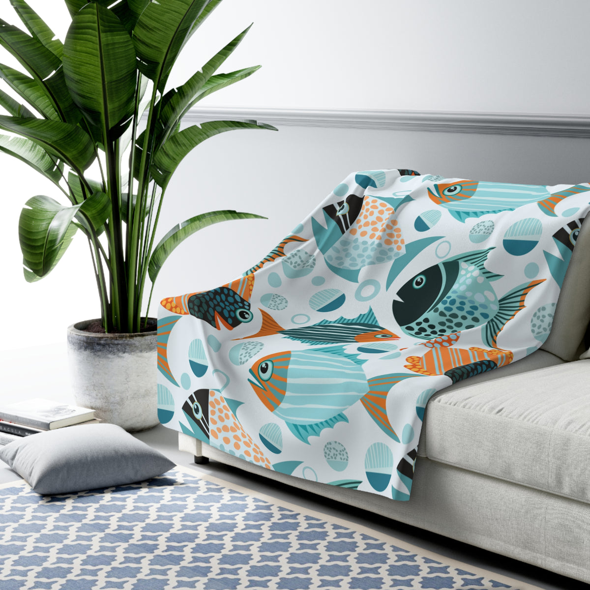Tropical Fish Sherpa Fleece Blanket