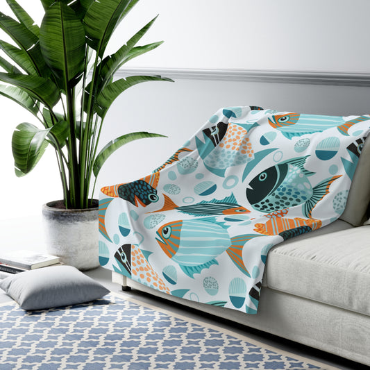 Tropical Fish Sherpa Fleece Blanket