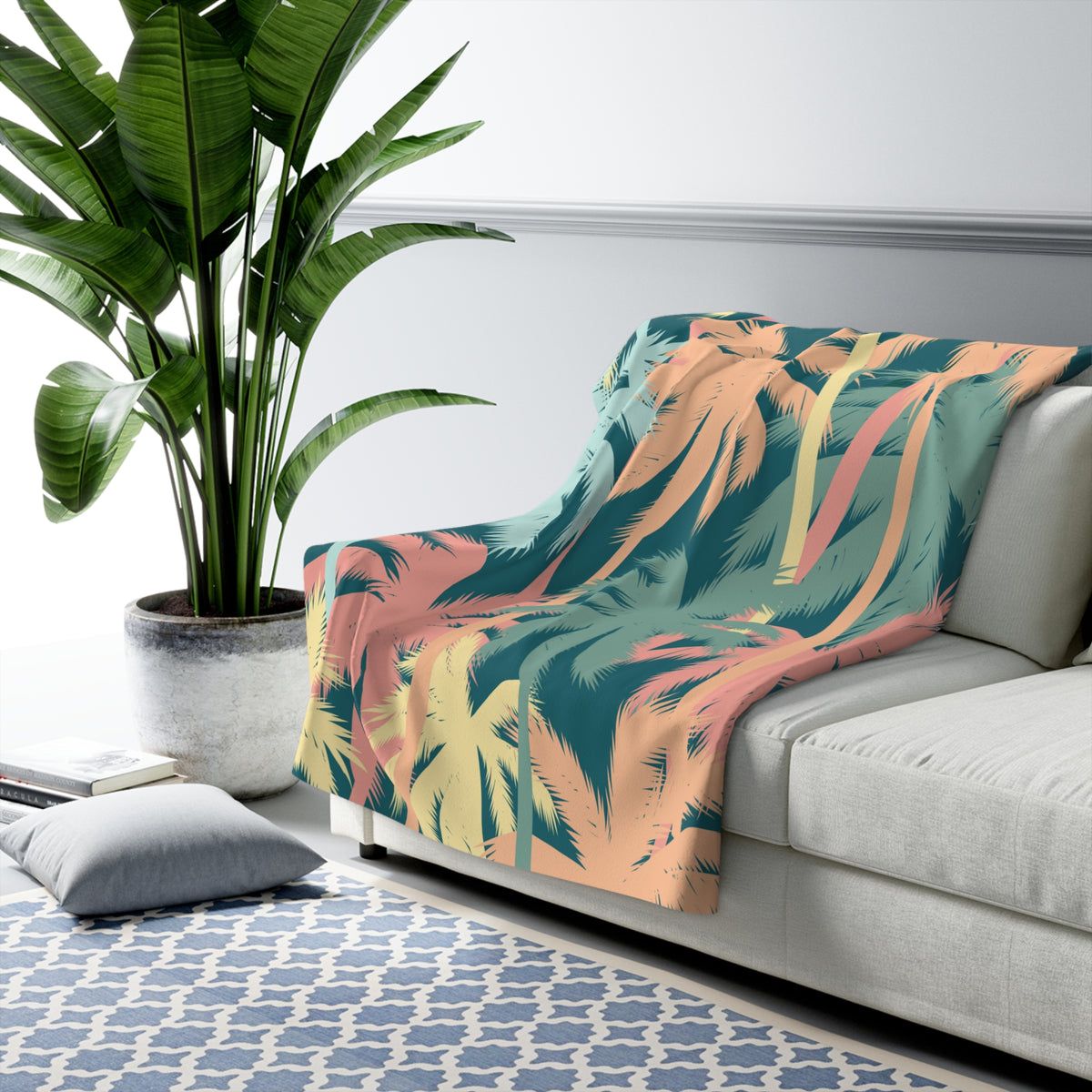Palm Sway Sherpa Fleece Blanket