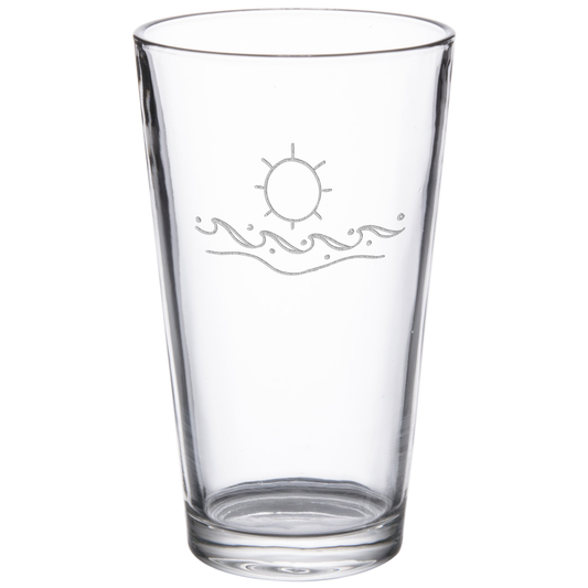 Waves 16 oz. Etched Beverage Glass Sets