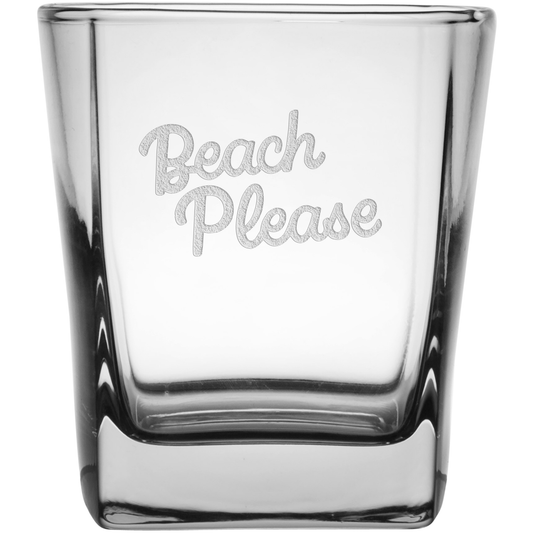 Beach Please 9.25 oz. Etched Double Old Fashioned Glass Sets