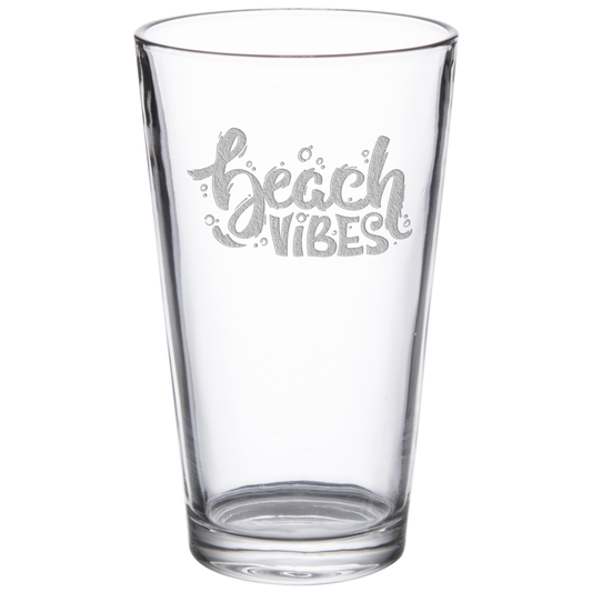 Beach Vibes 16 oz. Etched Beverage Glass Sets