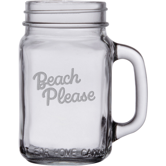 Beach Please 16 oz. Mason Jar Glass Sets