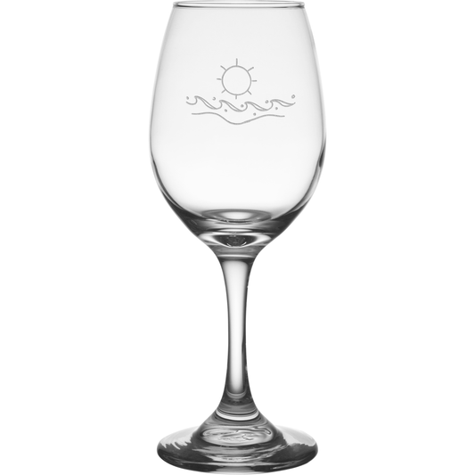 Waves 11 oz. Etched Wine Glass Sets