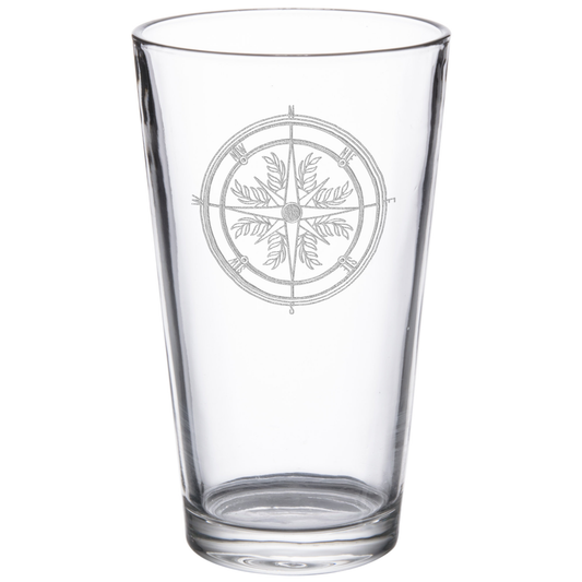Compass 16 oz. Etched Beverage Glass Sets