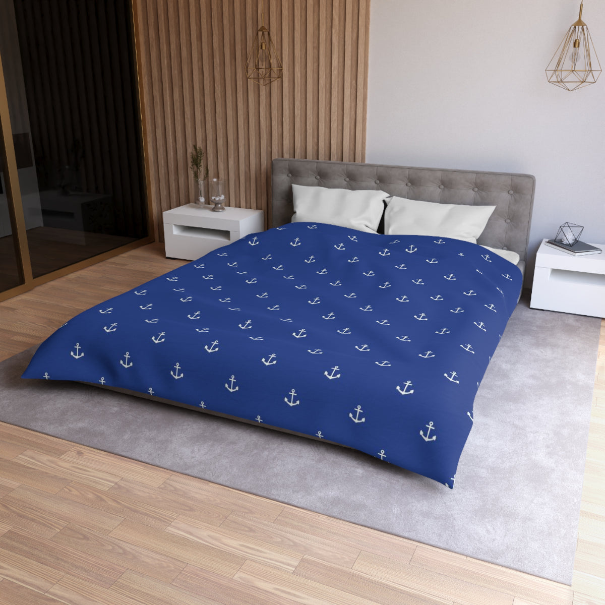 Blue Anchor Microfiber Duvet Cover