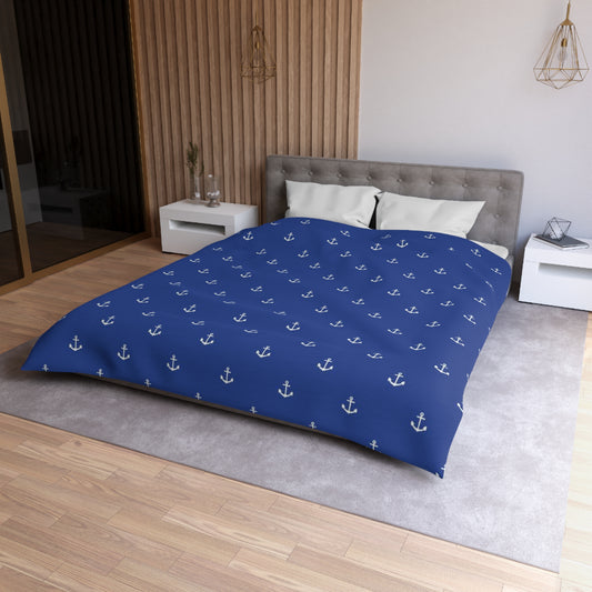 Blue Anchor Microfiber Duvet Cover