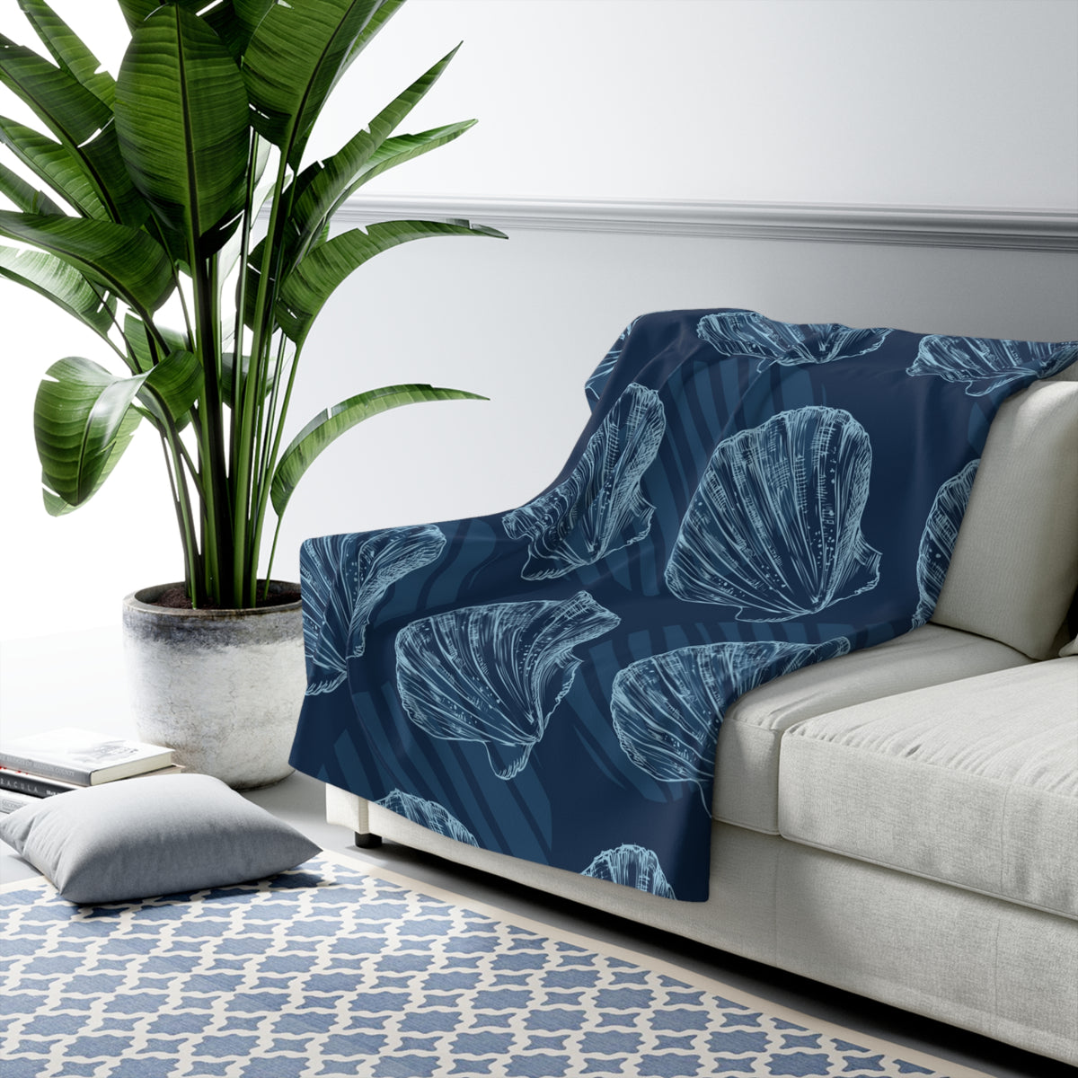 Coastal Clam Sherpa Fleece Blanket