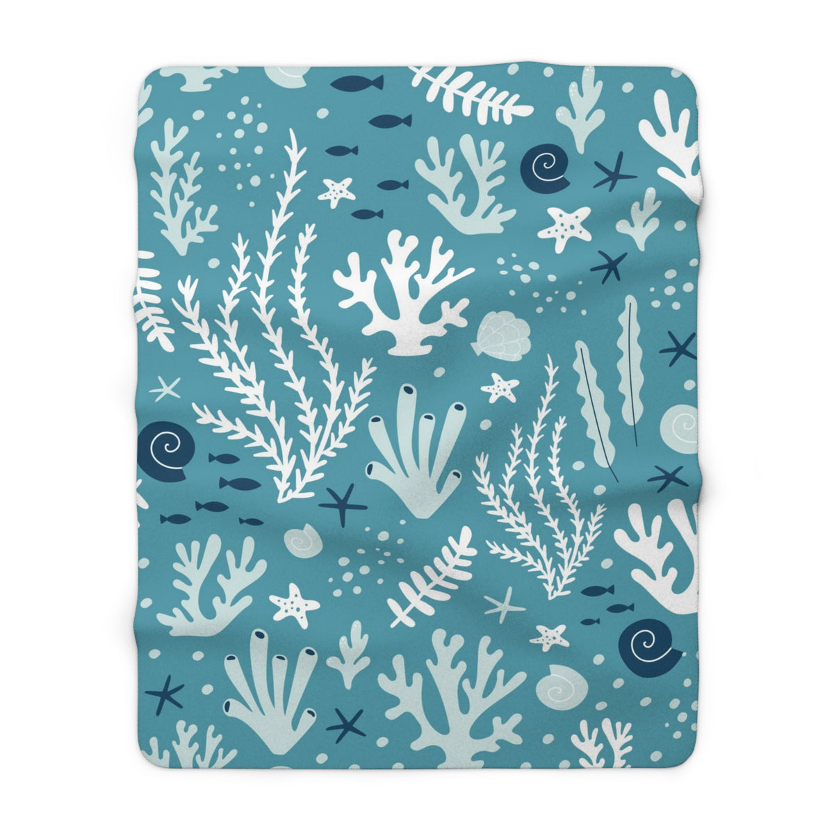Aqua Coral Sherpa Fleece Blanket