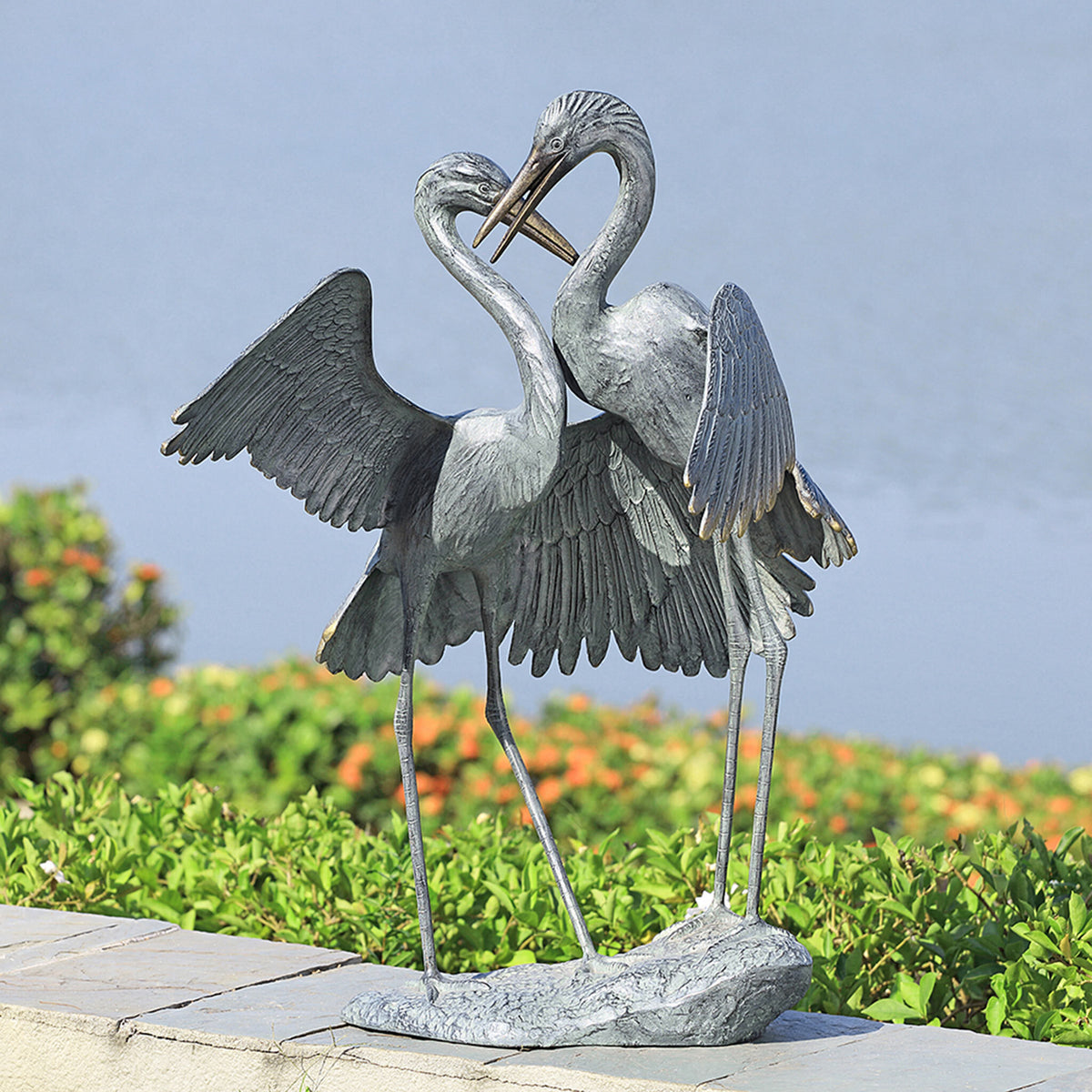 Crane Embrace Garden Sculpture