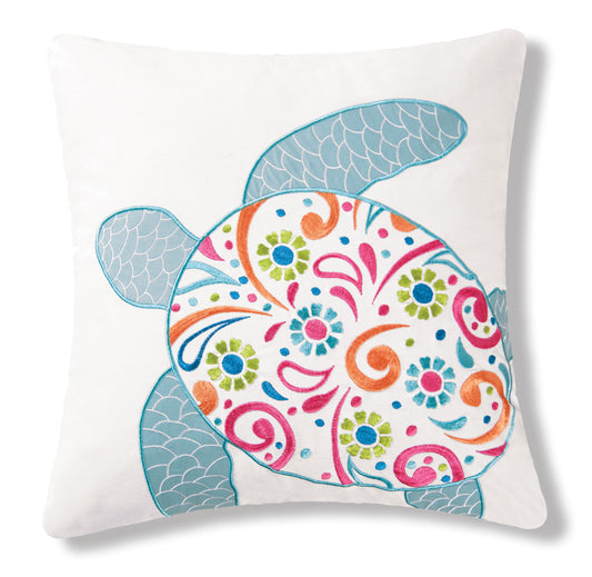 Salty Shores Turtle Throw Pillow