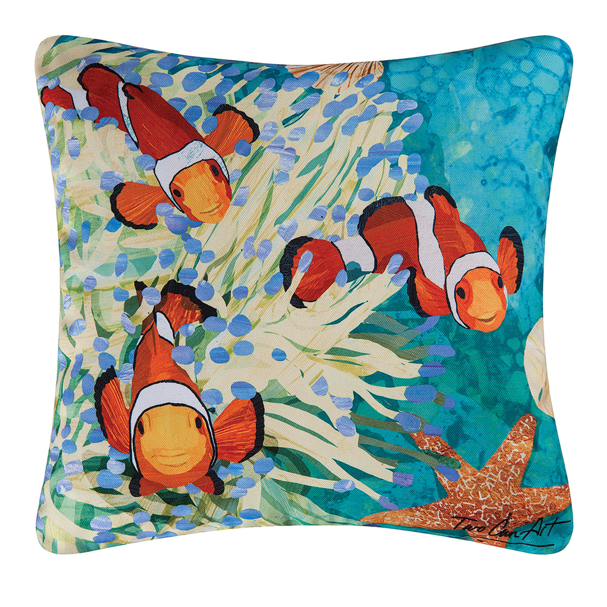 Clownfish Reef Throw Pillow