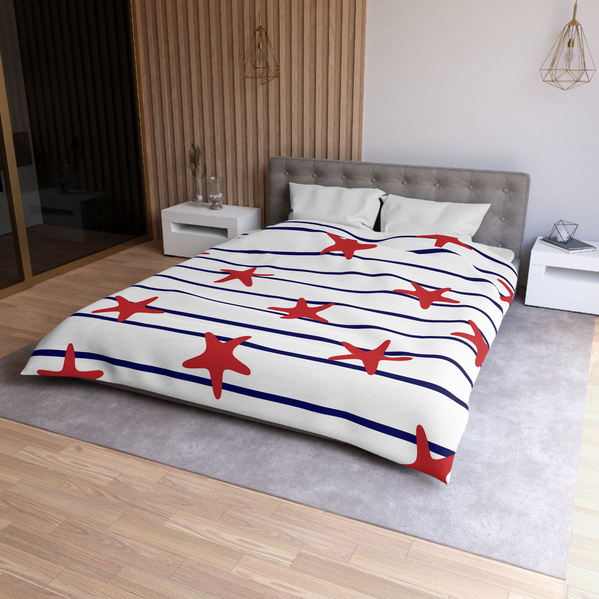 Starfish Stripe Microfiber Duvet Cover