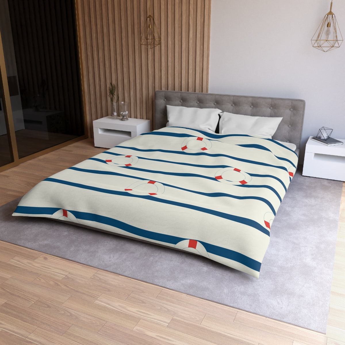 Buoy Stripe Microfiber Duvet Cover