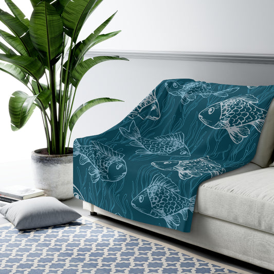 Blue Fin Sherpa Fleece Blanket
