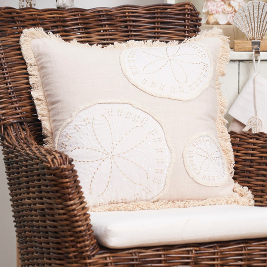 Golden Shores Sand Dollars Decorative Pillow