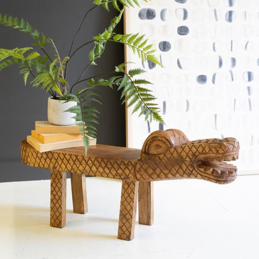 Teakwood Crocodile Bench