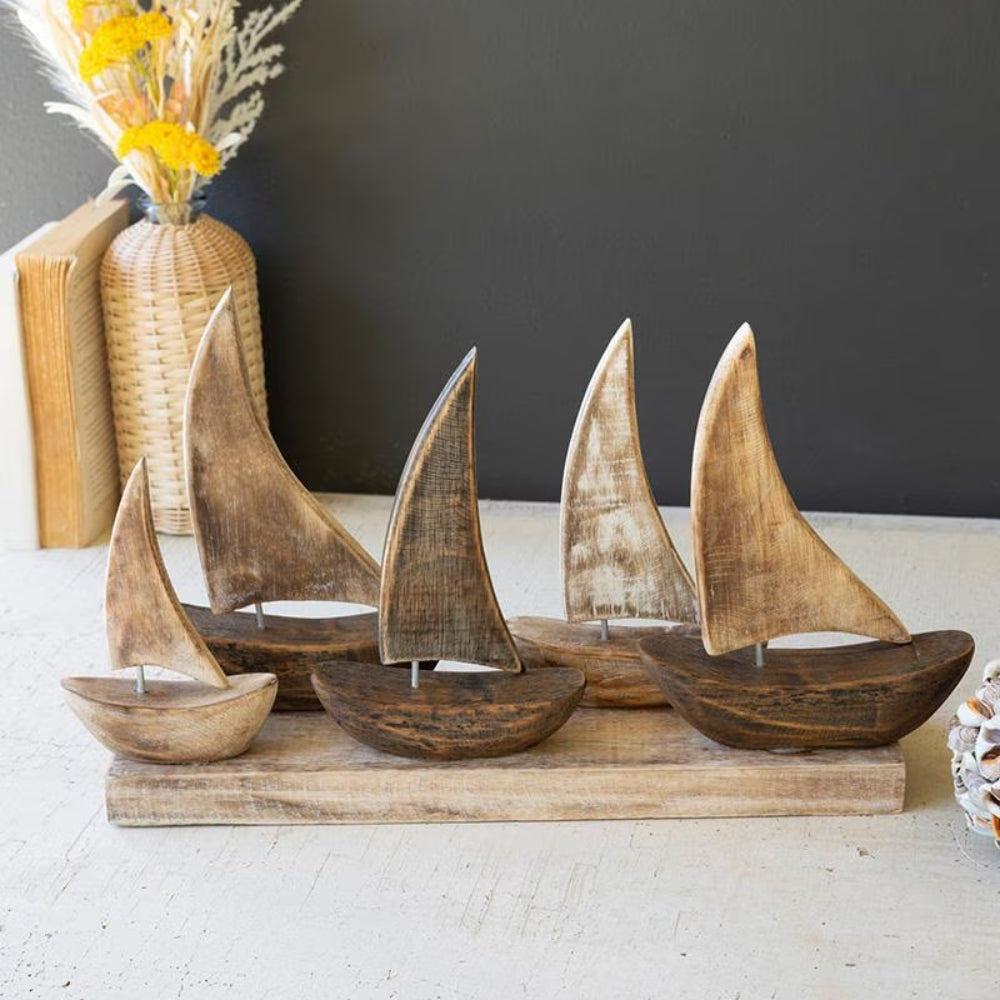 Wooden Sailboat Set