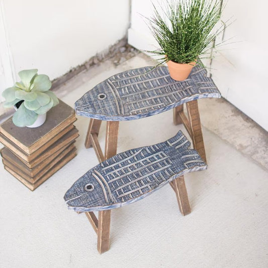 Wooden Fish Stool Set