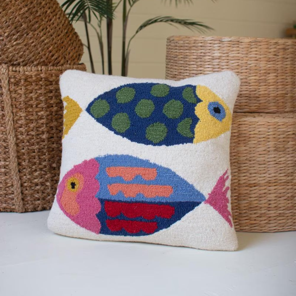 Two Fish Hooked Pillow