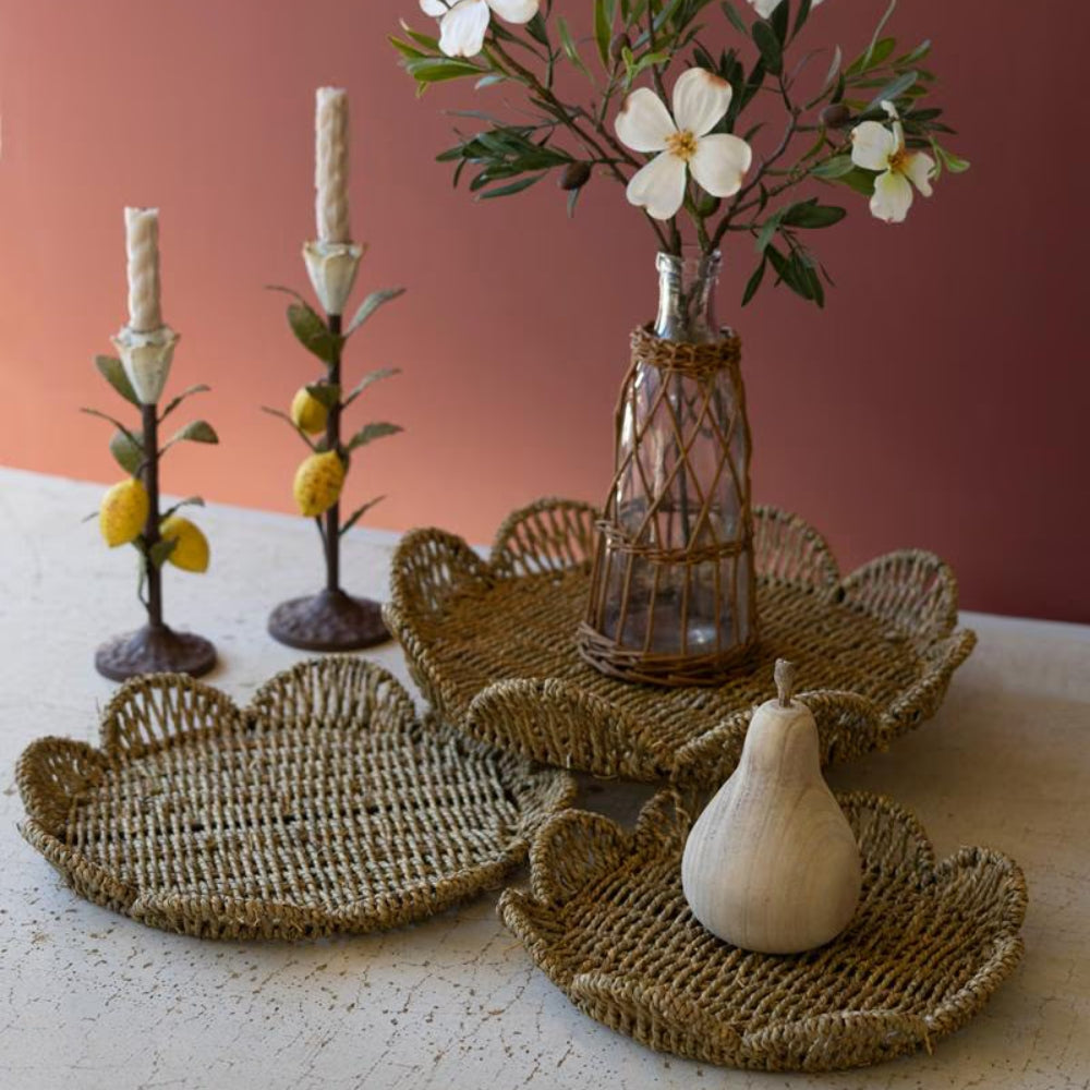 Seagrass Woven Tray Set