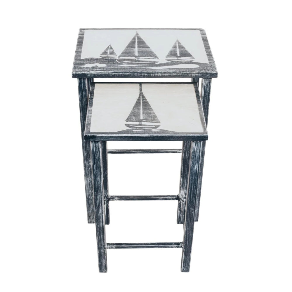 Navy Sailboat Nesting Drink Tables