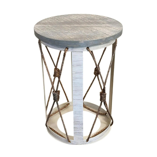 Grey Rope Cylinder End Table