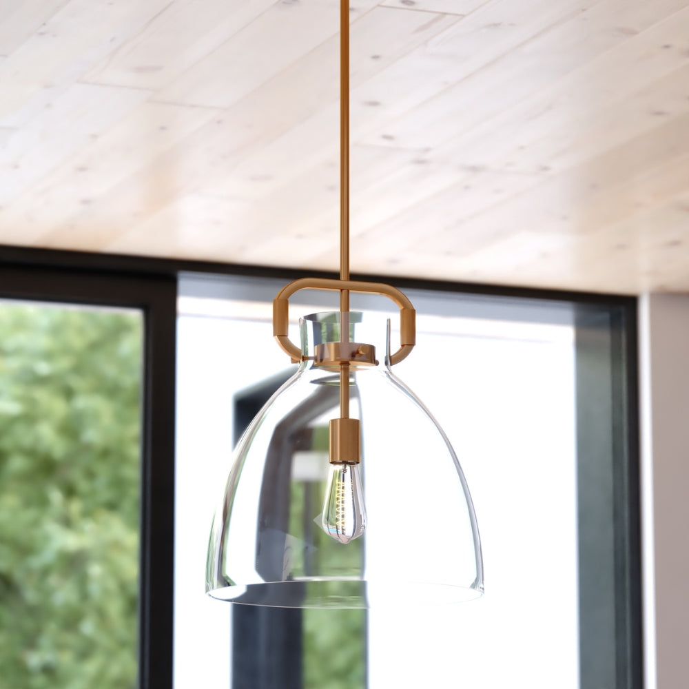 Breck Clear 14" Brass Pendant
