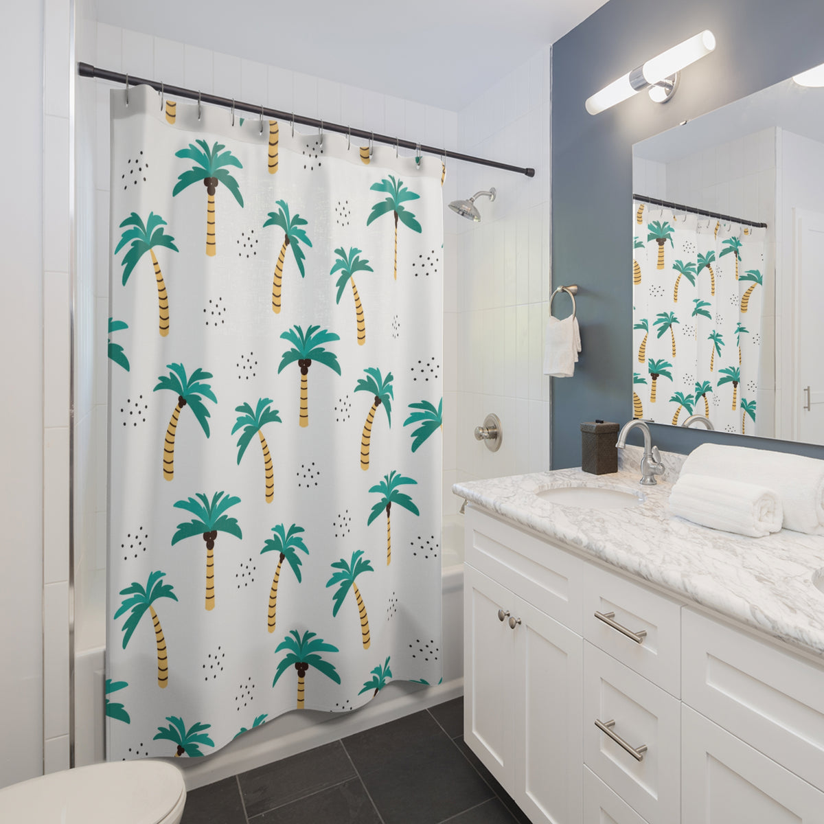 White Palm Tree Shower Curtain