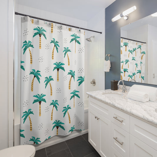 White Palm Tree Shower Curtain