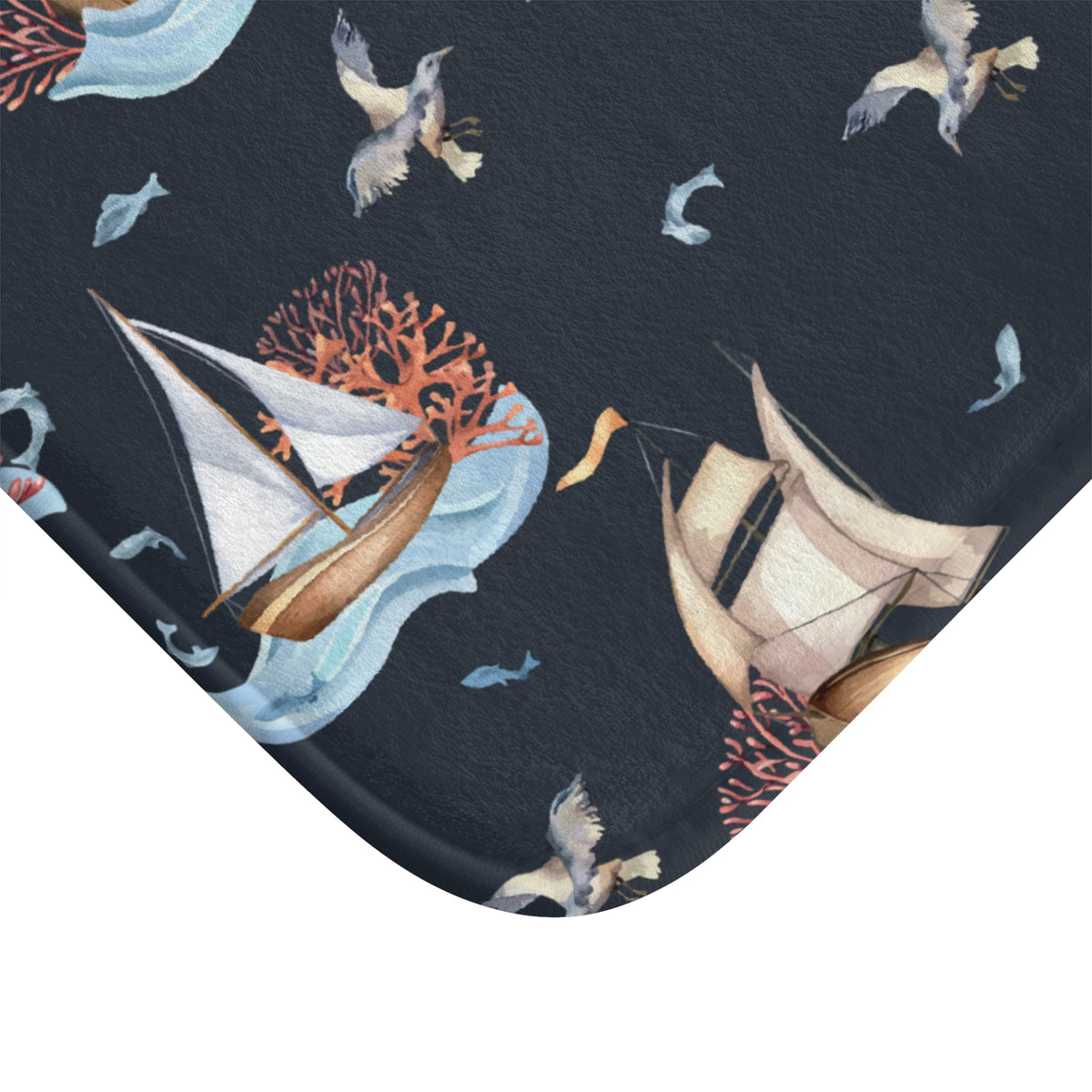 Black Sailboat Bath Mat