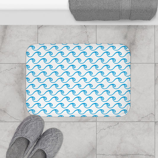 White Waves Bath Mat