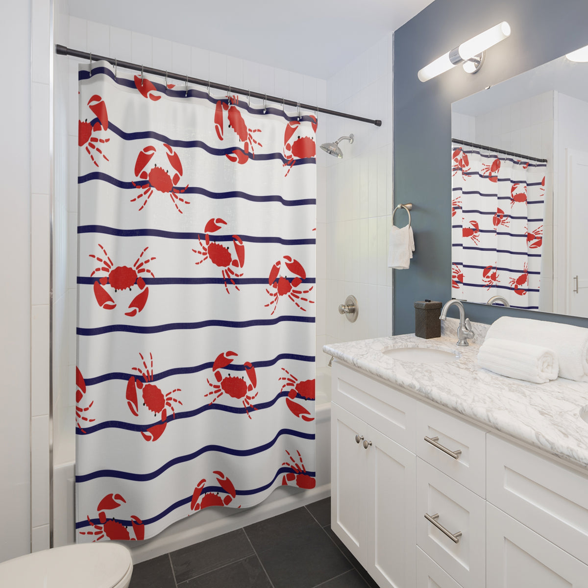 Crab Stripe Shower Curtain