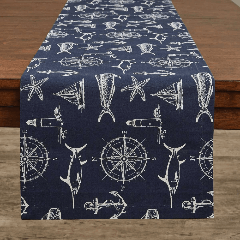 Ocean Blueprint Navy Table Runner (7694605746408)